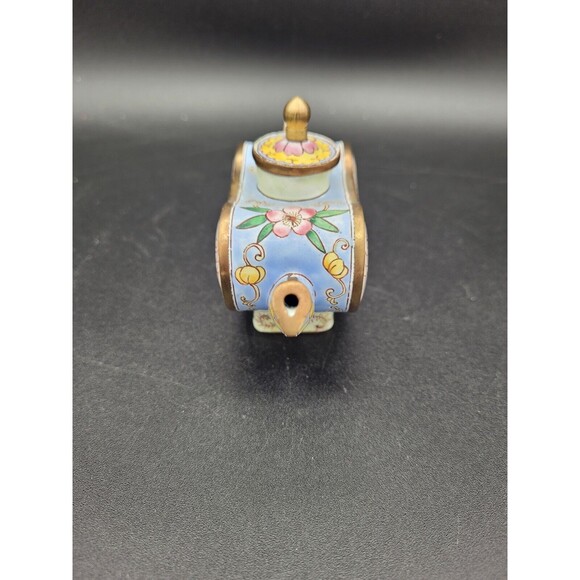 Kelvin Chen Miniature Enamel Heart-shaped Teapot #450 Yellow and Pink Flowers - Picture 4 of 8